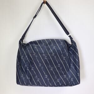 Lady Diana Tote Handbag Women Navy Blue Nylon Folding Purse Shoulder Bag